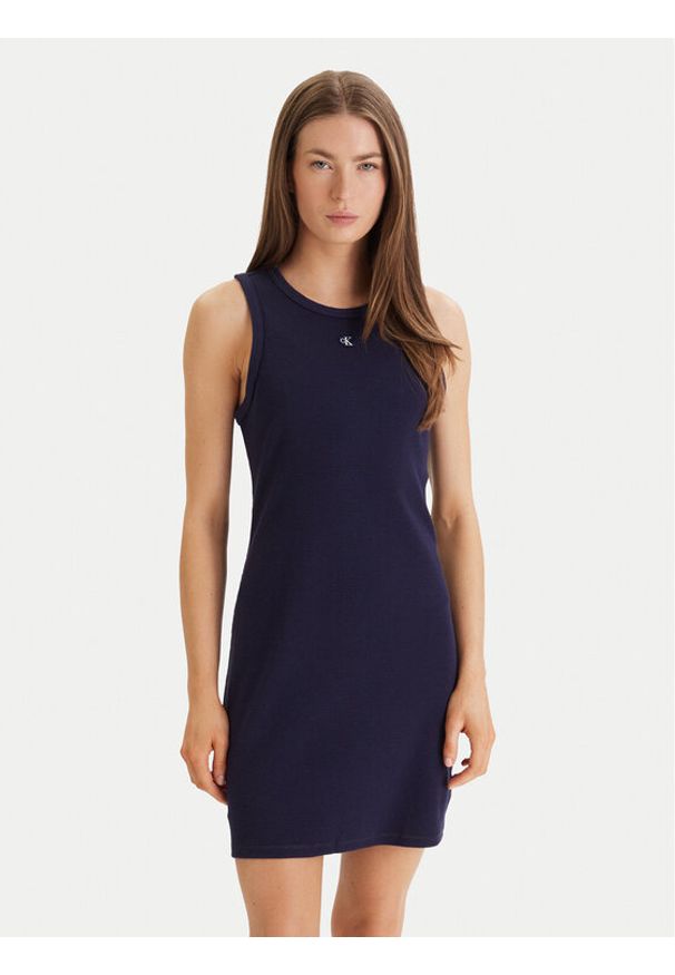 Calvin Klein Jeans Sukienka codzienna LV047F235G Fioletowy Slim Fit. Okazja: na co dzień. Kolor: fioletowy. Materiał: bawełna. Typ sukienki: proste. Styl: casual