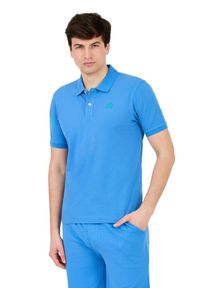 La Martina - LA MARTINA Niebieskie męskie polo z małym zielonym logo, Rozmiar XL. Typ kołnierza: polo. Kolor: niebieski #4