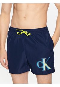 Calvin Klein Swimwear Szorty kąpielowe KM0KM00800 Granatowy Regular Fit. Kolor: niebieski. Materiał: syntetyk