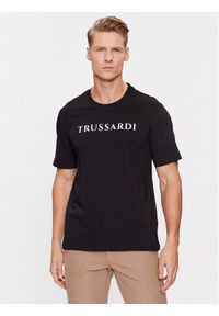 Trussardi Jeans - Trussardi T-Shirt 52T00768 Czarny Regular Fit. Kolor: czarny. Materiał: bawełna