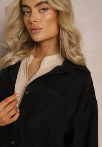 Renee - Czarna Koszula ze Sztruksowego Materiału na Guziczki Rhiawen. Okazja: na co dzień. Kolor: czarny. Materiał: materiał, sztruks. Styl: casual #5