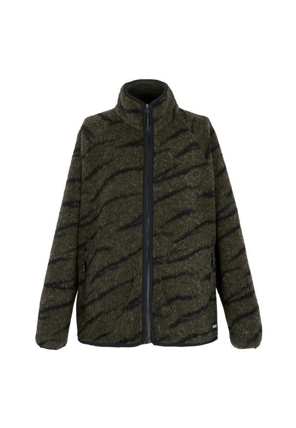 Regatta - Bluza Polarowa Damska Borg Pełen Suwak Frankie. Kolor: wielokolorowy, czarny, zielony. Materiał: polar. Sezon: zima. Styl: sportowy. Sport: turystyka piesza