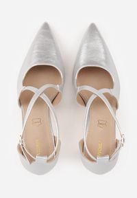 Renee - Srebrne Szpilki VICES ze Skrzyżowanymi Paseczkami i Wkładką ze Skóry Naturalnej Dalimara. Kolor: srebrny. Materiał: skóra. Obcas: na szpilce. Styl: elegancki #9