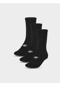 4f - Skarpety casual za kostkę (3-pack) męskie - czarne. Kolor: czarny. Materiał: materiał, bawełna, włókno, poliamid #1