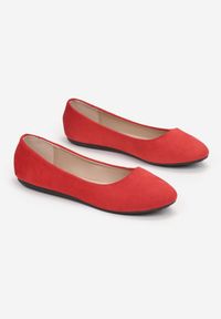 Born2be - Czerwone Balerinki Prisoesa. Nosek buta: okrągły. Kolor: czerwony. Materiał: skóra ekologiczna. Styl: klasyczny