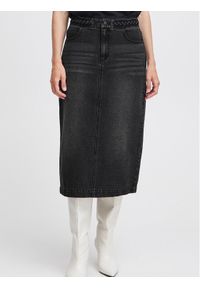 b.young Spódnica jeansowa 20813761 Czarny Regular Fit. Kolor: czarny. Materiał: bawełna