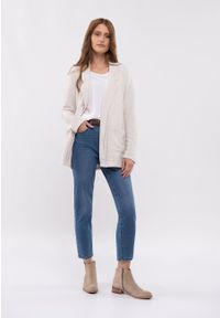 Volcano - Prążkowany żakiet, Slim Fit, JB-MADELINE. Okazja: na co dzień. Kolor: beżowy. Materiał: prążkowany. Wzór: prążki. Styl: elegancki, casual, sportowy