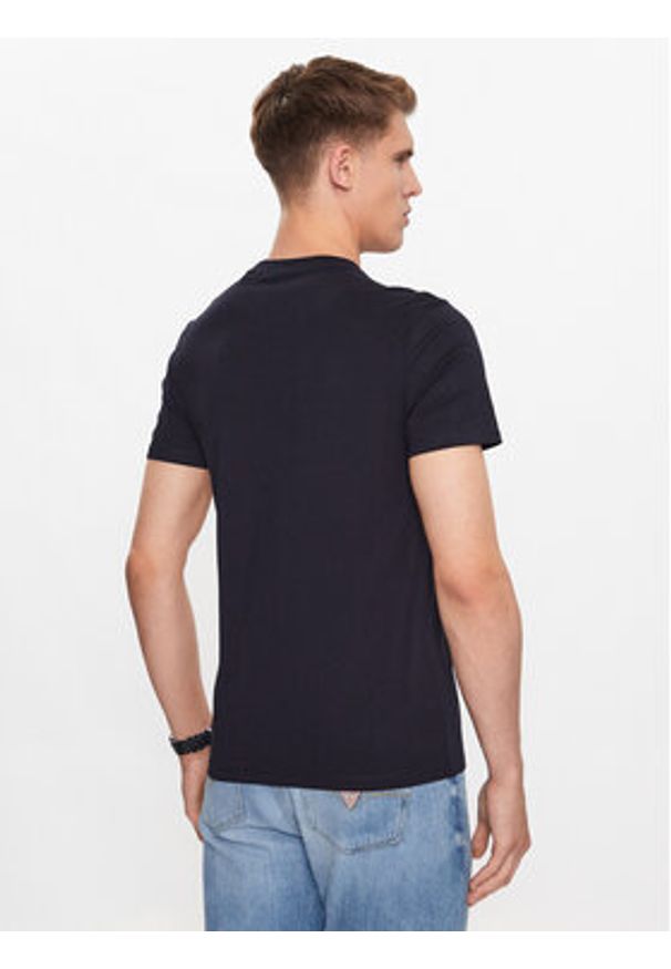 Guess T-Shirt M2YI71 I3Z14 Granatowy Slim Fit. Kolor: niebieski. Materiał: bawełna