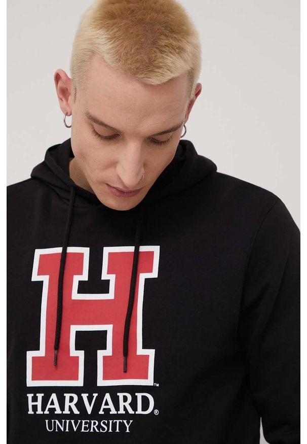 Only & Sons bluza bawełniana męska kolor czarny z kapturem z nadrukiem. Okazja: na co dzień. Typ kołnierza: kaptur. Kolor: czarny. Materiał: bawełna. Wzór: nadruk. Styl: casual
