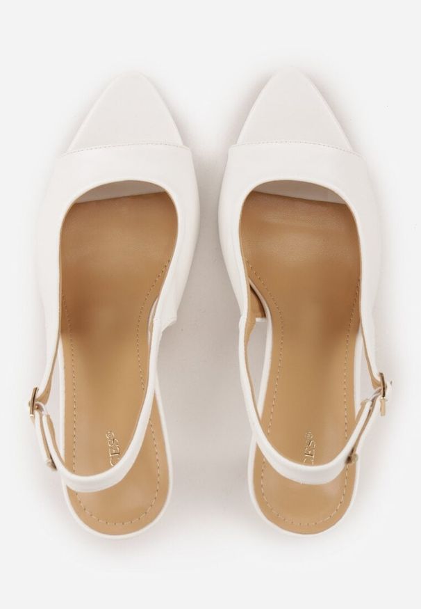 Renee - Białe Sandały Slingback VICES na Szpilce z Odkrytym Noskiem Blooma. Kolor: biały. Sezon: lato. Obcas: na szpilce. Styl: elegancki, boho