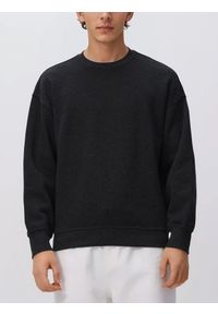 Reserved - Bluza z drobnym haftem - ciemnoszary. Kolor: szary. Materiał: dzianina, bawełna. Wzór: haft