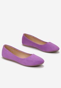 Born2be - Fioletowe Balerinki z Ekozamszu Jange. Zapięcie: bez zapięcia. Kolor: fioletowy. Szerokość cholewki: normalna. Wzór: gładki. Obcas: na płaskiej podeszwie. Styl: klasyczny #3