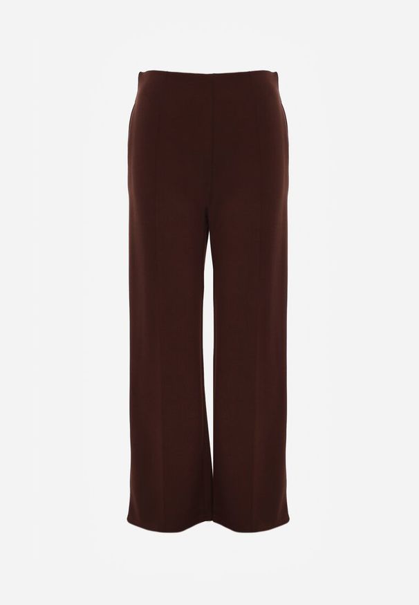 Renee - Brązowe Bawełniano-Wiskozowe Spodnie o Eleganckim Kroju w Kant Tinawre. Okazja: na co dzień. Kolor: brązowy. Materiał: bawełna, wiskoza. Wzór: gładki. Styl: elegancki