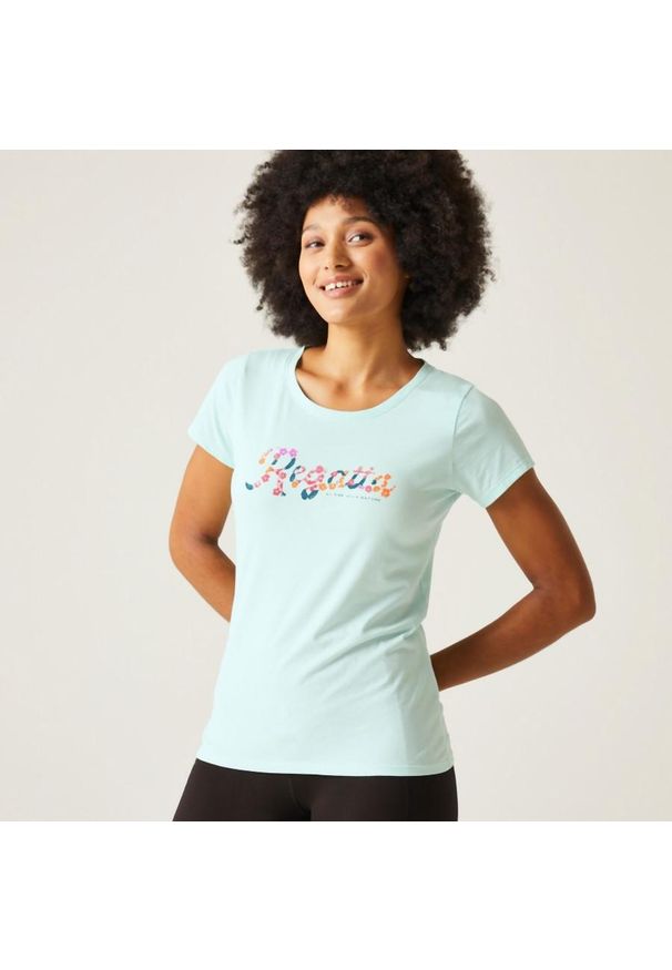 Regatta - Breezed IV damska koszulka. Kolor: niebieski. Materiał: bawełna. Sport: turystyka piesza