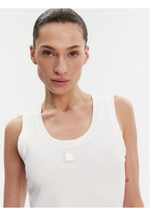 Fracomina Top FP25ST2001J40101 Biały Slim Fit. Kolor: biały. Materiał: bawełna