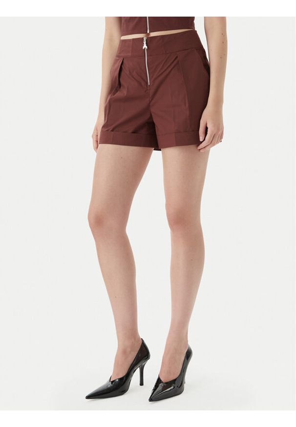 Patrizia Pepe Szorty materiałowe 2P1751/A9B9-B887 Brązowy ciemny Regular Fit. Kolor: brązowy. Materiał: bawełna