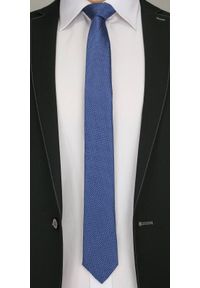 Elegancki Krawat Męski w Drobny Wzór 6 cm- Alties, Niebiesko-Granatowy. Kolor: niebieski. Materiał: tkanina. Styl: elegancki #2