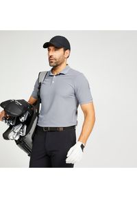 INESIS - Koszulka polo do golfa z krótkim rękawem męska Inesis WW500. Typ kołnierza: polo, golf. Kolor: szary. Materiał: materiał, poliester. Długość rękawa: krótki rękaw. Długość: krótkie. Wzór: ze splotem #1
