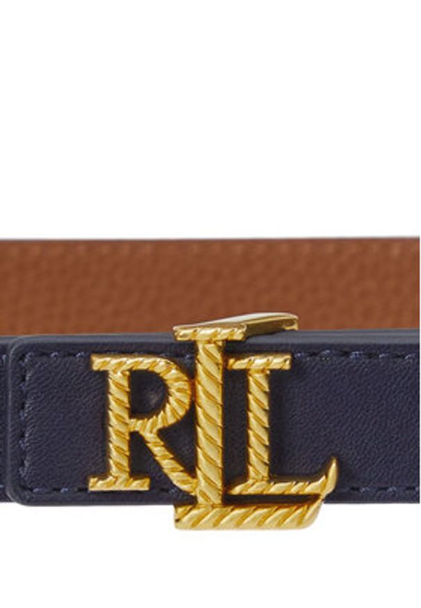 Lauren Ralph Lauren - LAUREN RALPH LAUREN Pasek Damski Logo Reversible Embossed Skinny Belt 412959135002 Granatowy. Kolor: niebieski. Materiał: skóra