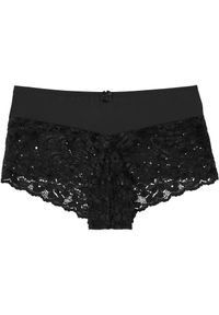 bonprix - Figi panty z wysokim stanem i koronką. Stan: podwyższony. Kolor: czarny. Materiał: koronka. Wzór: koronka #1