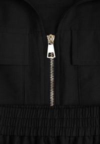 Born2be - Czarny Wiskozowy Komplet w Stylu Safari Spodnie i Bluzka na Suwak z Wiązaniem Iphisei. Kolor: czarny. Materiał: wiskoza #4