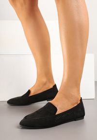 Born2be - Czarne Balerinki Ażurowe ze Skórzaną Wkładką Nollana. Okazja: na co dzień. Kolor: czarny. Materiał: skóra. Wzór: ażurowy. Styl: elegancki, casual