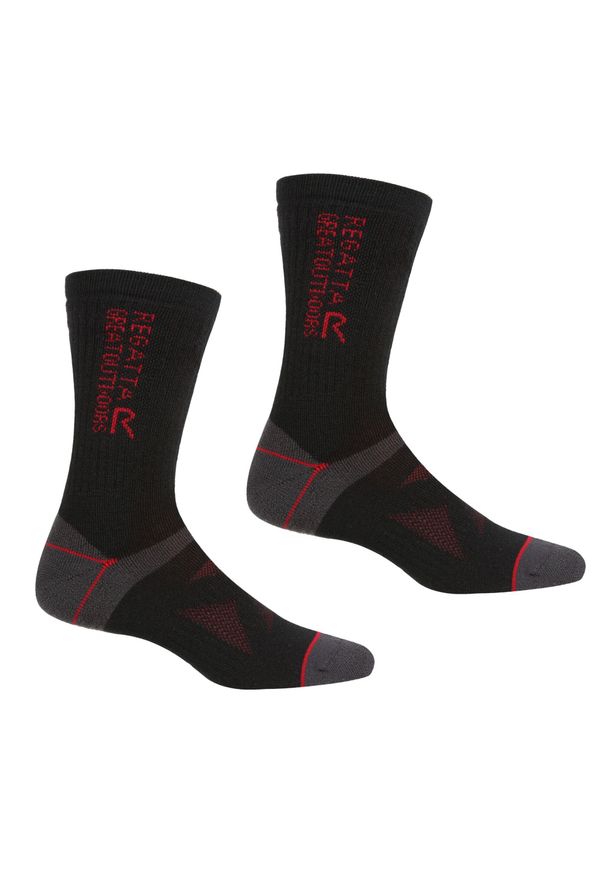 Regatta - 2-pak wełnianych skarpet turystycznych. Kolor: czarny. Materiał: wełna. Sport: turystyka piesza