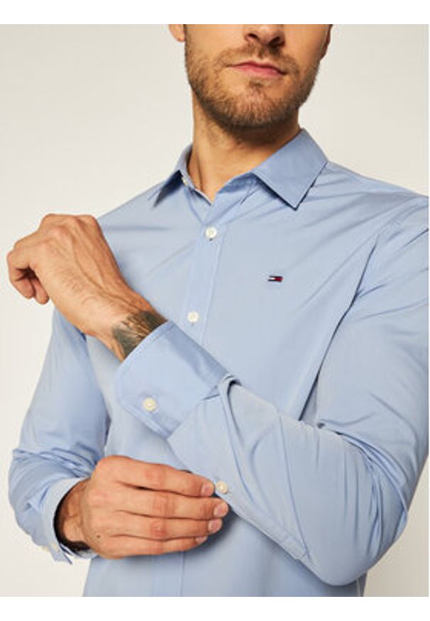 Tommy Jeans Koszula DM0DM04405 Błękitny Slim Fit. Kolor: niebieski. Materiał: bawełna