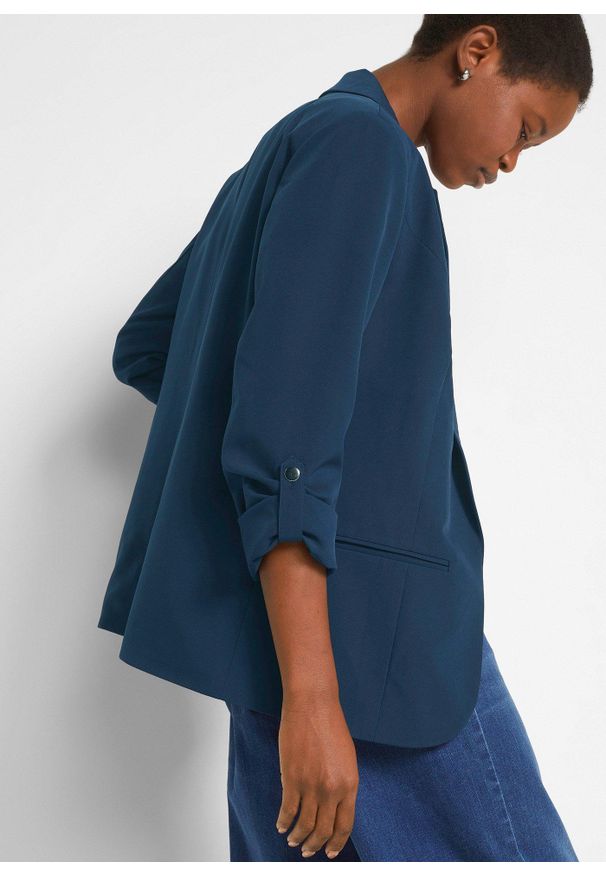 bonprix - Żakiet oversize. Kolor: niebieski. Styl: klasyczny