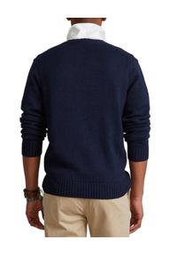 Ralph Lauren - RALPH LAUREN - Granatowy sweter a kolorowym misiem Polo. Typ kołnierza: polo. Kolor: niebieski. Materiał: bawełna, len. Długość rękawa: długi rękaw. Długość: długie. Wzór: kolorowy #2
