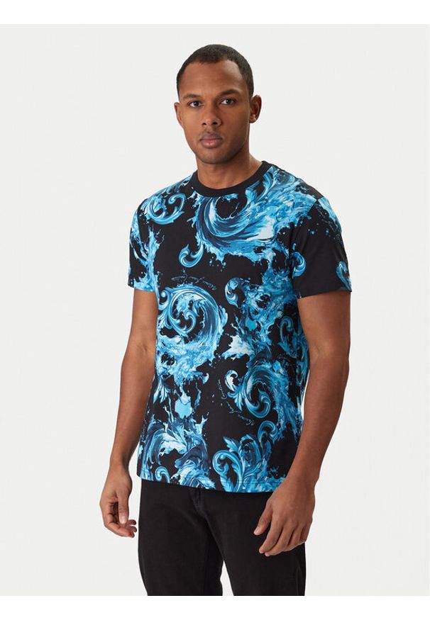 Versace Jeans Couture T-Shirt 80GAH6S0 JS543 Niebieski Regular Fit. Kolor: niebieski. Materiał: bawełna