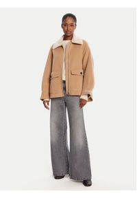 Marella Płaszcz wełniany Gettone 2523086011 Beżowy Loose Fit. Kolor: beżowy. Materiał: syntetyk #3