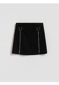Reserved - Spódnica z zamkami - czarny. Kolor: czarny. Materiał: bawełna #1