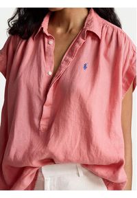 Polo Ralph Lauren Koszula 211935131002 Różowy Relaxed Fit. Typ kołnierza: polo. Kolor: różowy. Materiał: len