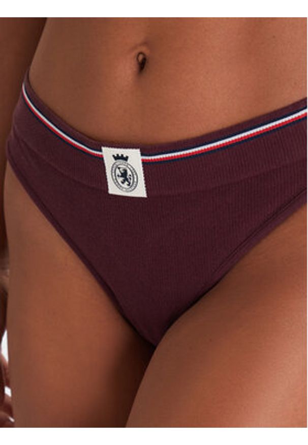 TOMMY HILFIGER - Tommy Hilfiger Stringi UW0UW06063 Bordowy. Kolor: czerwony. Materiał: bawełna