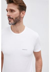 VERSACE - Versace t-shirt męski kolor biały gładki. Okazja: na co dzień. Kolor: biały. Materiał: dzianina. Wzór: gładki. Styl: casual #5