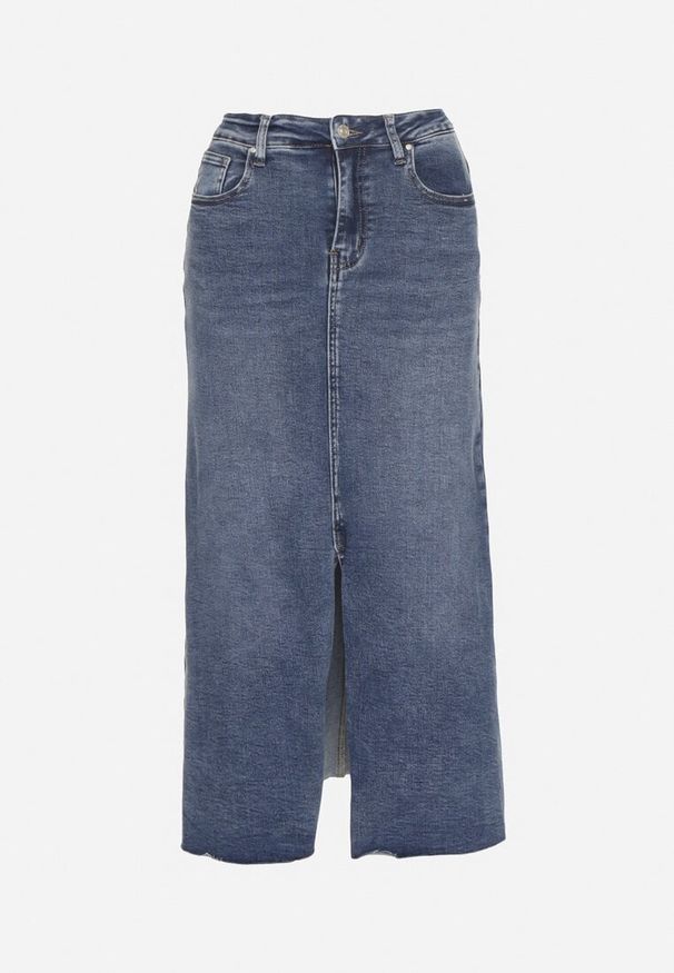 Born2be - Niebieska Jeansowa Spódnica Maxi z Wysokim Stanem Nicyela. Stan: podwyższony. Kolor: niebieski. Materiał: jeans