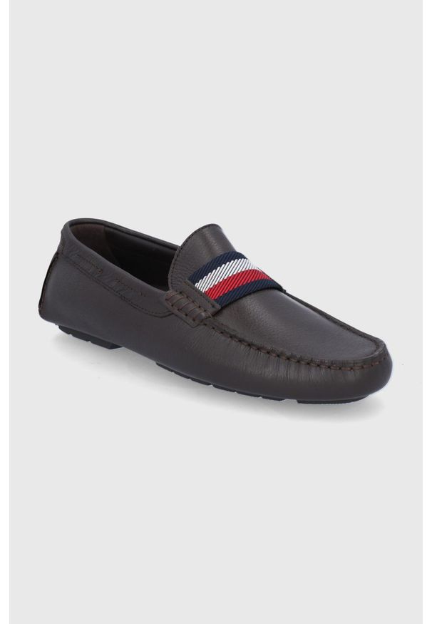 TOMMY HILFIGER - Tommy Hilfiger - Mokasyny skórzane. Kolor: brązowy. Materiał: skóra