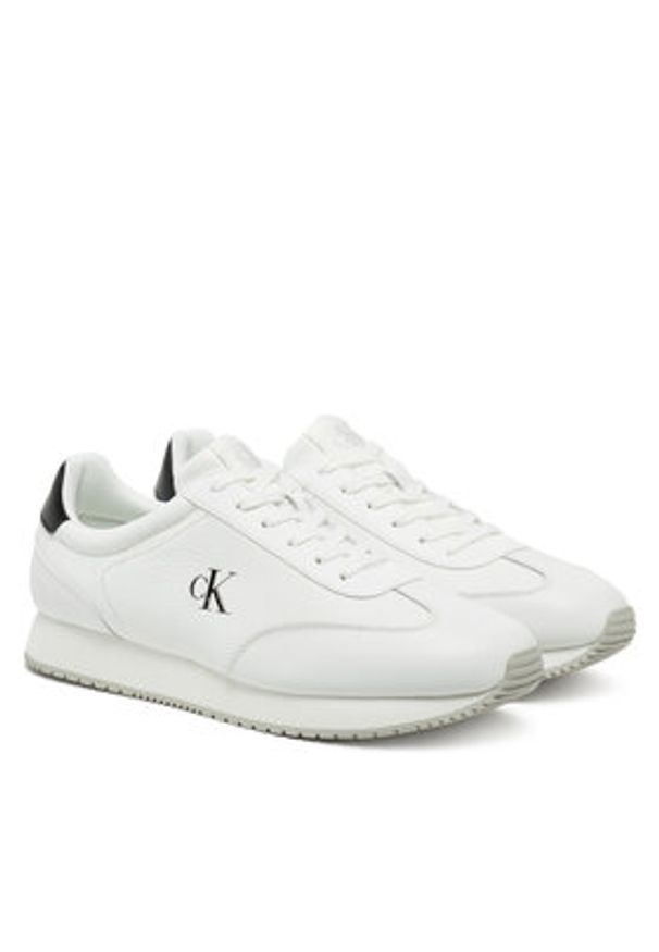 Calvin Klein Jeans Sneakersy Runner Laceup Tc YM0YM01187 Biały. Kolor: biały. Materiał: skóra