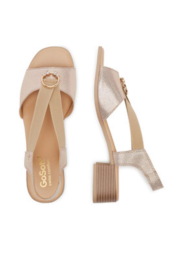 Go Soft Sandały RST-6088-05 Złoty. Kolor: złoty. Materiał: skóra, nubuk