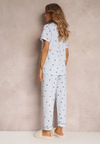 Renee - Niebieski 2-częściowy Komplet Piżamowy z Koszulą na Guziki i Spodniami z Gumką w Talii Peneleta. Kolor: niebieski. Długość: długie #3