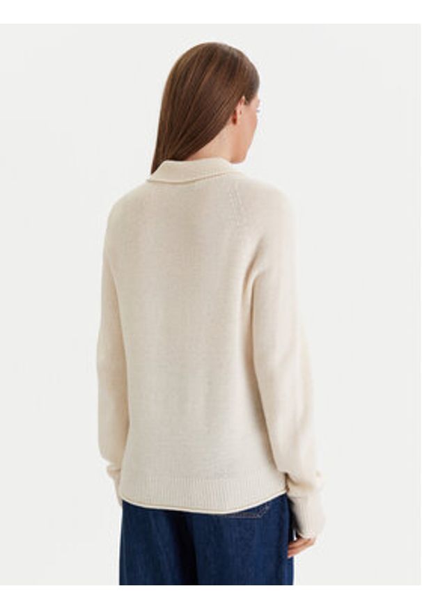 Lacoste Sweter AF4010 Écru Regular Fit. Materiał: wełna