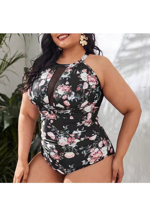 Intica - Strój kąpielowy jednoczęściowy z ozdobnymi wstawkami na plażę i basen Kya. Kolor: wielokolorowy. Materiał: materiał