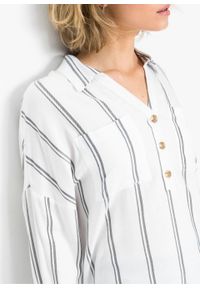 Bluzka w paski bonprix biało-niebieski w paski. Kolor: biały. Wzór: paski #4