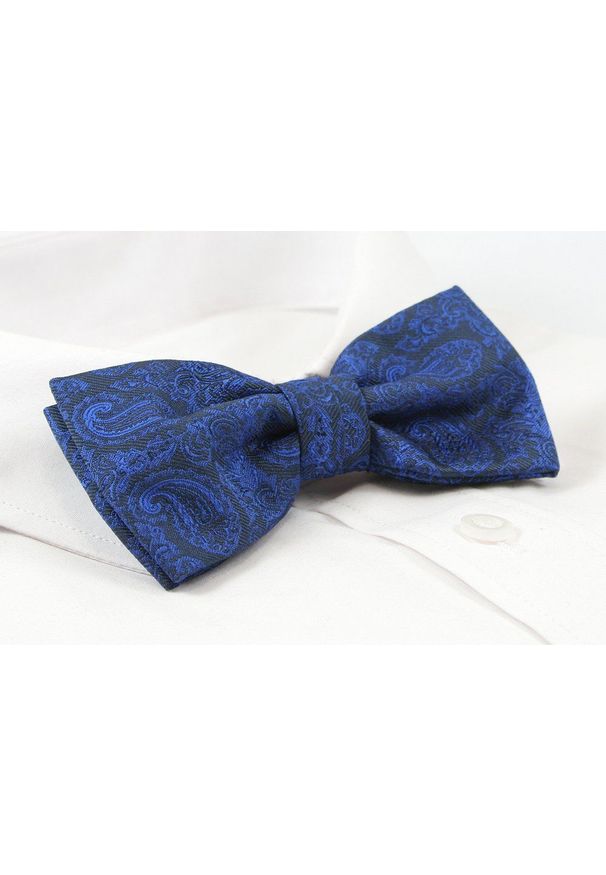 Męska Mucha z Poszetką, Niebieski Wzór Paisley - Alties. Kolor: niebieski. Wzór: paisley. Styl: sportowy, elegancki