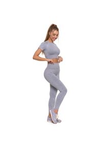 Szary Damski Komplet Top + Legginsy Moraj. Okazja: na co dzień, na spacer. Kolor: szary. Długość rękawa: krótki rękaw. Długość: krótkie. Styl: sportowy, wizytowy, casual #7
