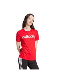 Adidas - Koszulka damska adidas Loungewear Essentials Slim Logo Tee. Kolor: czerwony, biały, wielokolorowy. Sport: fitness