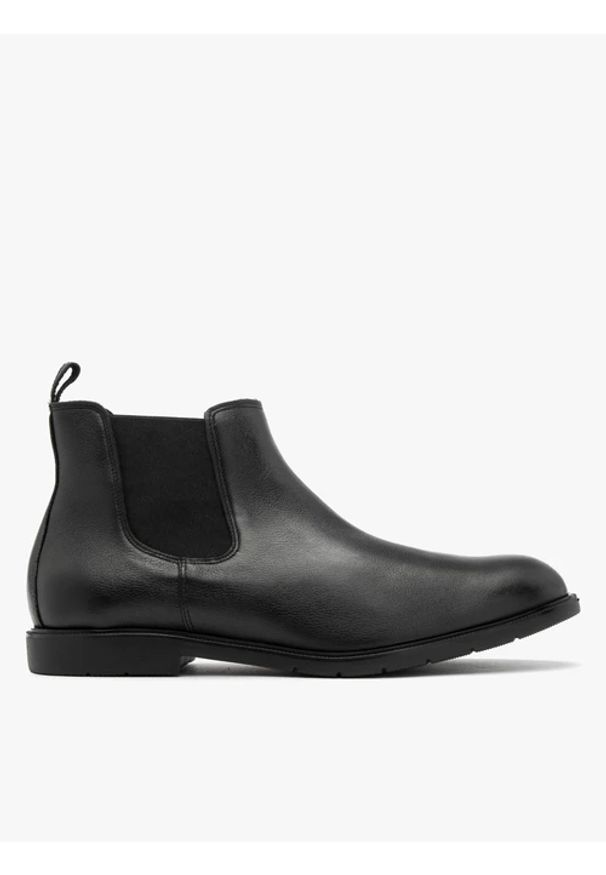 Ryłko - Czarne sztyblety męskie na płaskim lekkim spodzie. Kolor: czarny. Materiał: skóra. Szerokość cholewki: normalna. Styl: street