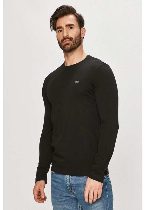 Lacoste - Longsleeve. Okazja: na co dzień. Kolor: czarny. Materiał: materiał. Długość rękawa: długi rękaw. Styl: casual