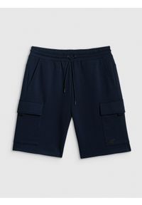 4f - 4F Spodenki dresowe cargo męskie - granatowe S. Kolor: niebieski. Materiał: dresówka #1